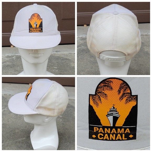 Vtg Panama Canal Trucker Hat w/Rope - Picture 1 of 8